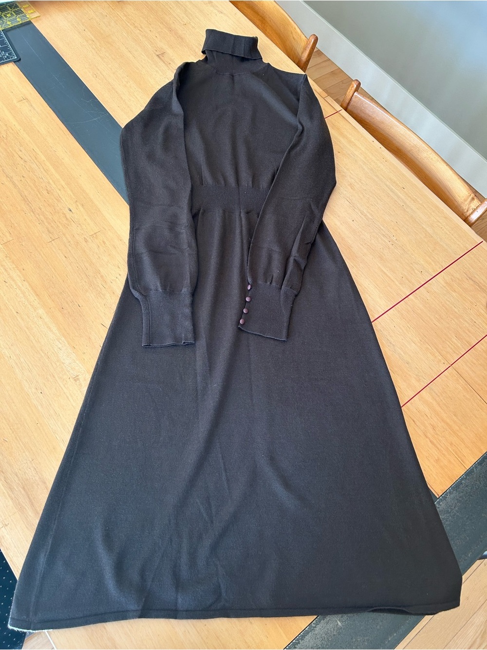 Long Tall Sally Brown Long Sleeve a-line Midi Sweater Dress Size UK 12